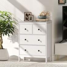 4-Drawer Chest Of Drawers For Clothes And Bedding, Living Room, Bedroom, Hallway, Particleboard, White - White - View 8