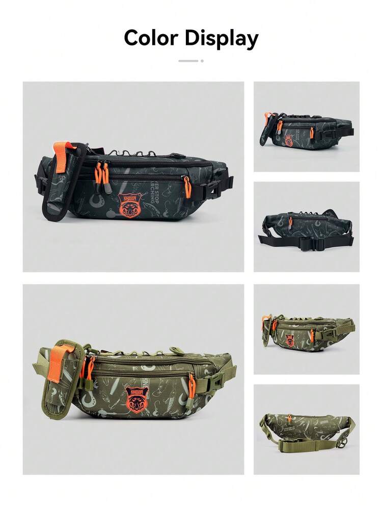 KINGDOM Outdoor Multifunctional Fishing Backpack, Large Capacity Chest Bag, Crossbody Bag, And Waist Bag, Use Durable Nylon With Adjustable Shoulder Straps And Waist Belt, Suitable For Fishing, Cycling, Camping, Travel - Multicolor - View 6