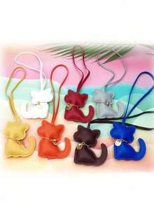1/4pcs PU Leather Cute Cartoon Cat Keychain, PU Leather Kitten Keychain, Fashionable Cute Kitten Bag Keychain, Fashionable Animal Keychain Pendant, Decorative Keychain, Student/Couple Bag Accessory, Party Gift, Backpack Decoration Accessory Gift, Ideal Gift For Women (4pcs/1pc) - Multicolor - View 7