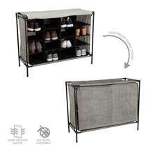 zxr Simplify - 16 pares de zapateros con cubierta apilable almacenamiento y organización clóset recámara entrada color gris82 - Gris - Ver 2