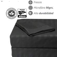 Juego de Sábanas de Microfibra Premium Tipo Satén Suaves y Frescas con Bolsillo Profundo para Cama Individual Matrimonial Queen King Incluye Sábana de Cajón Sábana Plana y Fundas de Almohada - Negro - Ver 5