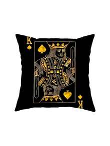 1/2/3/4pcs, High Quality Luxury Black Golden Throw Pillow Cover King Queen Ace Of Spades Unique Decoration For Living Room Bedroom Den Car 17.7*17.7 Inches - Black and Gold - View 12