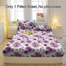 1件柔软透气的花卉水钻图案床笠，舒适的床垫保护套，适用于卧室、客房和宿舍，床上用品套装（不含枕套） - 彩色 - 查看 2