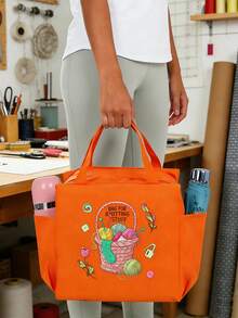 Large Capacity Woven Storage Bag - With Zipper Design, Suitable For Knitting, Weaving - Perfect Gift For Knitting Enthusiasts Zipper Closure Lunch Bag - Multicolor - View 6