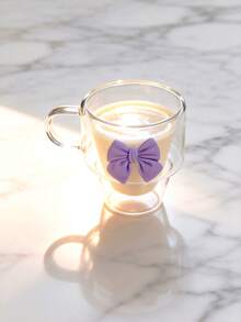 1个/4个装 180毫升双层玻璃杯，带把手，手工制作，厚玻璃，蝴蝶结装饰，可叠放，保温，适用于意式浓缩咖啡、卡布奇诺、茶和冷热饮品，独特的情人节和生日礼物 - 彩色 - 查看 7