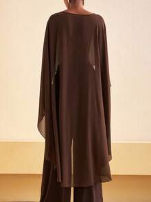 Capelets For Women Chiffon Cape Shawls And Wraps For Evening Dress Wedding Capes Cover Up - Coffee Brown - View 2