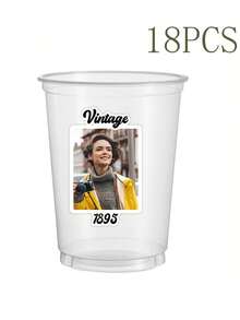 3/9/18张复古个性化生日派对姓名贴纸,可定制80、90年代生日装饰,含人像杯贴,适用于21岁、30岁、40岁和50岁生日派对装饰,复古生日派对用品 - 多色 - 查看 13