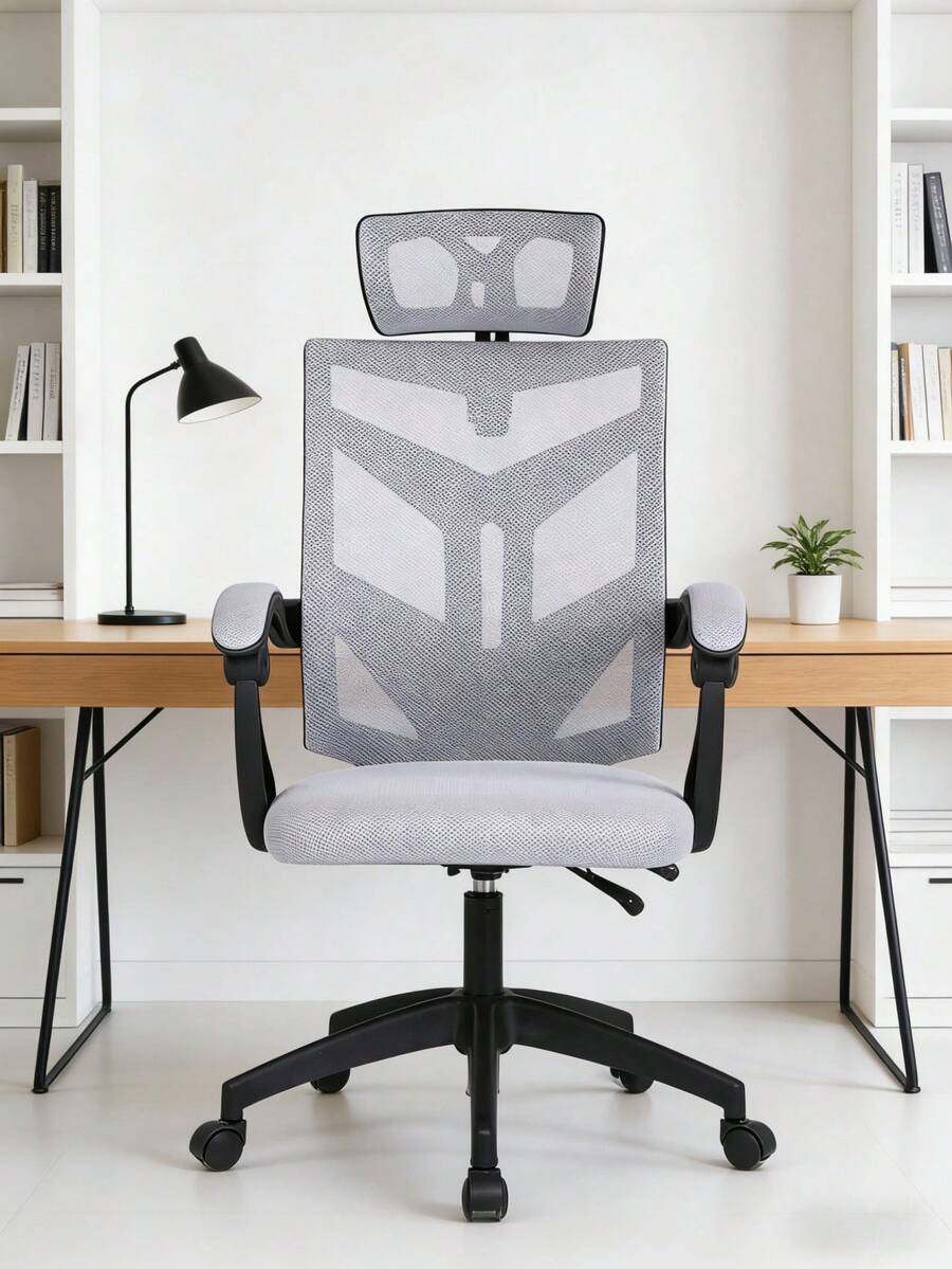 krzesło Z wsparciem głowy,Podwyższone plecy i oddychające krzesła biurowe,Wielofunkcyjne regulowane krzesło do gier,Krzesło komputerowe dla studentów - Szary - Zobacz 1