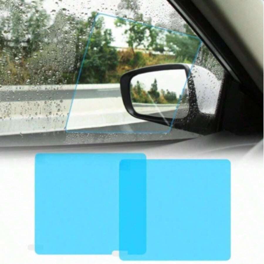 4pcs Car Rearview Mirror Protective Film Side Windows Sticker, Anti Fog Glare Rainproof Waterproof Mirror Film Clear Nano Coatin - A - View 1