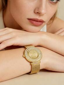 Guess 1件装女士石英表，优雅梦幻，不锈钢表带，水钻表圈，生日、情人节、周年纪念日、派对佩戴的最佳礼物 - GW0550L2 - 金色 - 查看 6