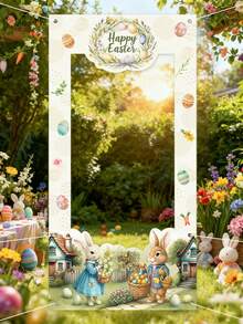 Osterhasen Foto Hintergrund, Frühlings Hasen Ei Muster Hintergrund Dekorationsprops, Osterparty hängende Dekorationsbanner, Fröhliche Ostern Foto-Props, Ostergeschenke, Fröhliche Ostern - Verschiedenfarbig - Übersicht 4