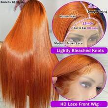 8-34 Inch Wig 13x4 HD Lace Front Wigs 200% Density Brazilian Virgin #350 Ginger WigPre Cut Lace Human Frontal Hair Straight Wig Pre Plucked With Baby Hair Blended Hair For Women Daily Party Christmas Use - S350 - View 8