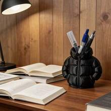 1pc 3D Printed Feather Down Jacket Pen Holder, Cup Sleeve & Coaster, Creative Desktop Organizer For Students - Multicolor - View 9