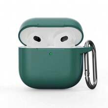 1pc Solid Color Silicone Protective Case, Suitable For AirPods, Shock-Proof And Scratch-Resistant, Multiple Colors Available, Suitable For Daily Use, Ideal Choice For Teenagers And Young People - Green - View 3