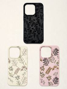 3 件套简约花卉蝴蝶图案手机壳，黑色、米色、粉色，奢华仿皮材质，兼容 和 Galaxy - 彩色 - 查看 40