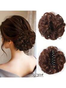 爪夹式凌乱发髻假发片 合成发髻 波浪卷发髻发髻接发 蓬松盘发发髻 爪夹式马尾假发片 - 彩色 - 查看 20