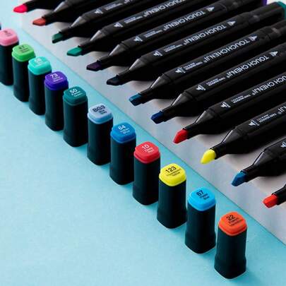 Professional Permanent Colors With Fine & Broad Tips - Dual-Tip Art Marker Set - Vibrant Water-Based Ink For Painting, Sketching, Coloring, Calligraphy - Marker Sets - Markers, DIY Craft Pens, Watercolor Pens, School Supplies - Ideal