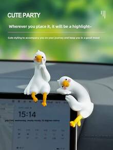 Đồ trang trí xe hơi hình vịt nằm dễ thương mới, hình vịt hoạt hình trang trí bảng điều khiển, đồ trang trí nội thất xe hơi đa năng, phụ kiện xe hơi đáng yêu dùng hàng ngày. - A - Xem 3