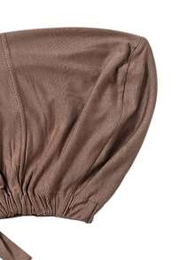 Women's Solid Color Elastic Headband Adjustable Scarf Cap - 06-khaki - View 5