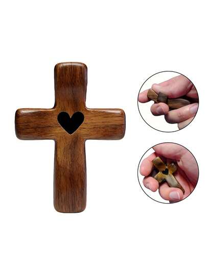 5pcs/1pc Thumb Cross, Handheld Amulet, Heart-Shaped Cross, Cross Ornament, Stress-Relieving And Inspirational Gift, Prayer Ornament/Festive And Party Supplies