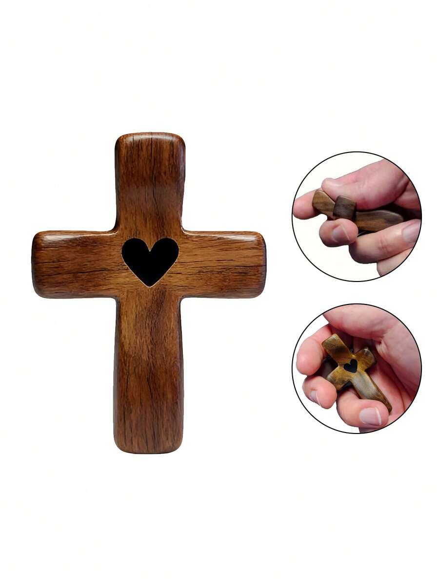 5pcs/1pc Thumb Cross, Handheld Amulet, Heart-Shaped Cross, Cross Ornament, Stress-Relieving And Inspirational Gift, Prayer Ornament/Festive And Party Supplies - Multicolor - View 1