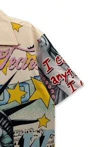 Printed Shirt, Unisex, Beach Shirt, Red, Bohemian Style, Vacation Shirt, Artistic Design, Casual Outings, Young People's Outfit, Leisure Vacation Shirt, Valentine's Day Gift, Short Sleeve, Hawaiian Attire - Multicolor - View 3