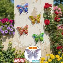 4 PEÇAS Decoração de Parede em Metal Vibrante de Borboleta, Escultura de Parede de Arte em Ferro Resistente à Ferrugem de 23,1 cm, Ornamento Decorativo Suspenso para Jardim, Pátio, Quintal, Varanda, Cerca - Presente Perfeito para Família, Amigos, Inauguração de Casa e Dia das Mães - Estilo A - Visão 10