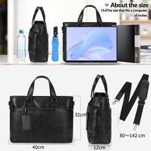 NEWHEY Men's Business Backpack, Large Capacity 15.6 Inch Laptop Pocket, Fits A4 & B4 Size, Dual Shoulder Design, Job Interview Bag, Genuine Leather, Water-Resistant, Commuter & Travel Bag - Multicolor - View 10