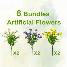 3/4/6/8/12 Bunches Realistic Tricolor Violet Artificial Flowers - UV Resistant Durable Stems Suitable For Indoor Vases, Outdoor Porch, Window Boxes, Garden Beds, Balcony Planters, Patio Pots Decor - Multicolor - View 19