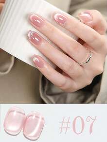 MISS SHAKA 10毫升冰透明粉色玻璃珠猫眼凝胶指甲油，裸粉色瓷白色闪粉，沙龙专供，美白，多用途，热门美甲DIY用品 - 彩色 - 查看 9