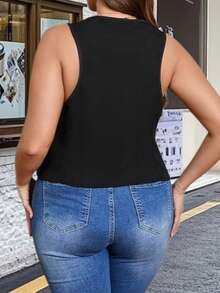 2026春秋加大码修身纽扣马甲，叠穿马甲 - 黑色 - 查看 4