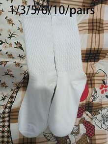 3双装 女式韩版夏季百搭绒袜，学院风洛丽塔袜，纯色长袜（仅袜子，不含袜板） - 白色 - 查看 7