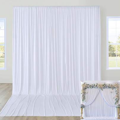White Photo Backdrop Curtains (No Stand), White Photography Seamless Backdrops Background For Easter, Birthday Party, Wedding, Photos, Projector