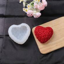 1pc Heart Shaped Fragrance Candle Mold, DIY Handmade Soap Flower Ball Silicone Mold - White - View 2