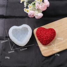 1pc Heart Shaped Fragrance Candle Mold, DIY Handmade Soap Flower Ball Silicone Mold - White - View 9