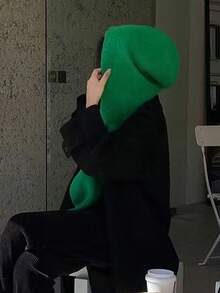 1 Stück Damen Einfarbig Gestrickter Schal & Mütze Set, Neue Mode Sturmhaube, Lässiger vielseitiger gestrickter Halswärmer Schal, Herbst/Winter Kältebeständige Warme Beanie, Geeignet für den täglichen Gebrauch