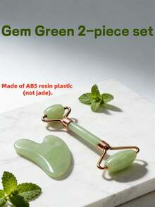 2件套面部刮痧按摩工具套装，ABS塑料材质粉色滚轮按摩器套装，适用于身体刮痧按摩、面部提拉按摩，是圣诞节、生日和节日的绝佳礼物。