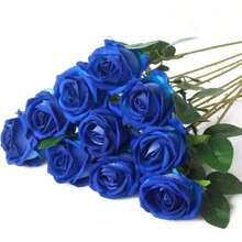 50/5/10/20/30/1 szt. Sztuczna ciemnoniebieska róża, sztuczna róża, nadaje się do samodzielnego wykonania bukietu ślubnego, dekoracji stołu, na wieczór panieński, walentynkowy, baby shower - Niebieski i biały - Zobacz 2