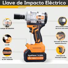 Llave Impacto Inalámbrica  20V 600Nm 2 Baterías 4.0Ah - Naranja - Ver 9
