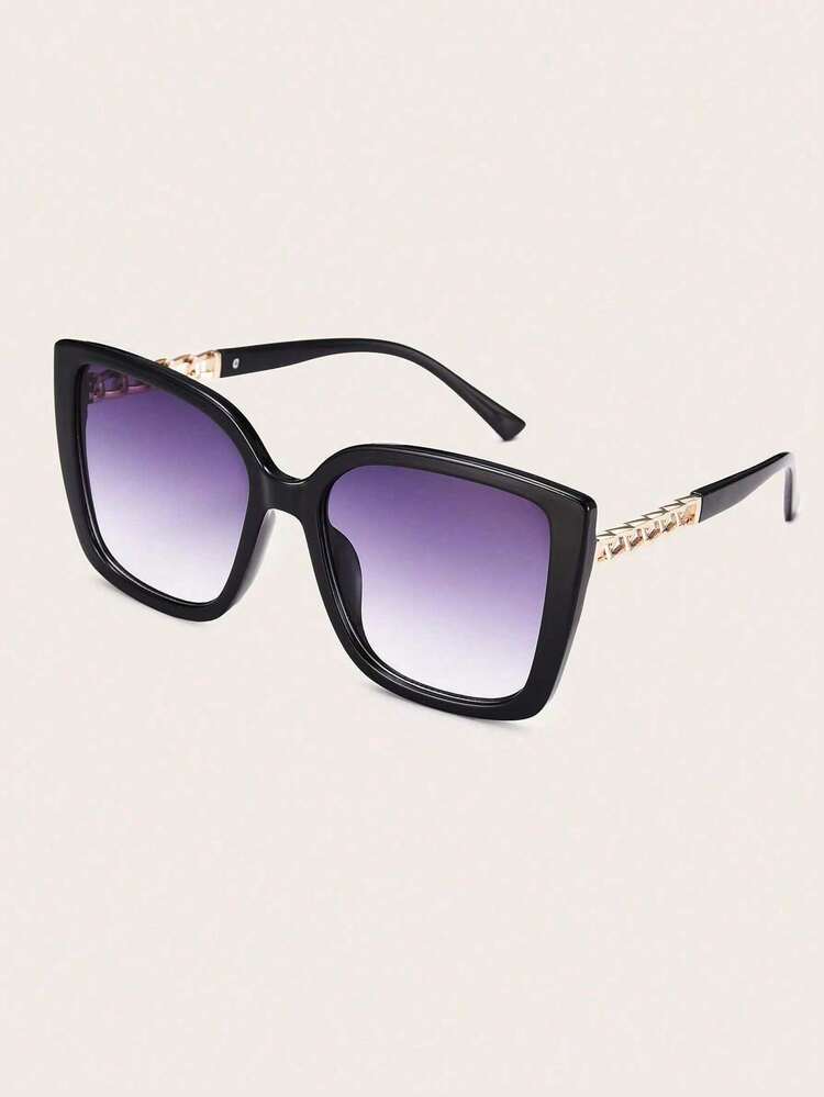 1副女士半金属猫眼大框复古镂空镜腿优雅简约日常百搭户外旅行街头风派对时尚眼镜 - 彩色 - 查看 4