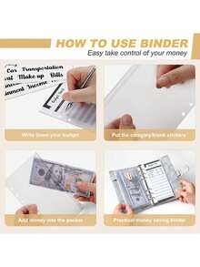 A6预算活页夹套装，包含拉链袋、储蓄追踪器、预算工作簿、带现金信封的预算计划表、学习用品、返校用品 - 可以 - 查看 4