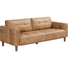 Dragonpad 83 Inch Wide Sofa Couch, 3-Seater Faux Leather Sofa Couch With Spring Cushion, Modern Sofa With Deep Seats And 2 Removable Back Cushions, For Living Room, Bedroom, Apartment, Office - trái cam - Xem 5