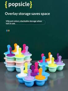 7 Hole Ice Cream Popsicle Mold, Easy DIY Frozen Snack Maker For Home Kitchen Kids - Multicolor - View 12