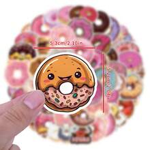 55 Pieces Of Donut Stickers Featuring Cartoon Designs, Suitable For Use On Water Bottles, Laptops, Mobile Phones, Scrapbooks, Diaries, Card Making, And DIY Handicrafts. - Multicolor - View 3