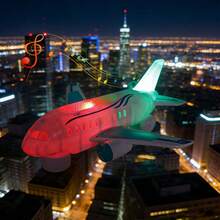 1个带LED灯光和音效的互动电动飞机玩具，音乐玩具，电池供电，塑料材质，适合3岁以上儿童的益智游戏，白色 - 学龄前儿童的理想礼物（款式随机）