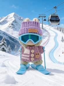 17cm Doll Outfit, Fashionable Ski Suit With Ski Gear, Ski Sweater And Hat, For Labubu, Holiday Costume, Holiday & Birthday Gift (Doll Not Included) - Multicolor - View 12