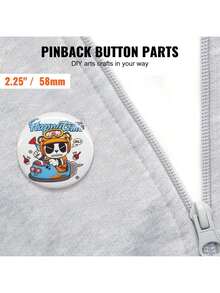 500 Sets 2.25 Inch 58mm Pin Back Button Parts For Button Maker Machine, DIY Round Button Badge Parts, Set Includes Metal Top, Plastic/Metal Button, Clear Film, And Blank Paper For Gifts Presents - White - View 2