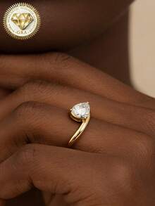 1pc Women's Engagement Ring, Geometric Teardrop Design Ring, 3.1g 925 Sterling Silver, 2 Carat Moissanite, Bohemian Vintage Style, Engagement, Proposal, Wedding Anniversary, Valentine's Day Gift, Comes With Moissanite Certificate And Elegant Gift Box - 2ct Moissanite - View 6