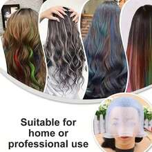 1pc Hair Coloring Highlighting Cap Reusable Silicone Pull Through Cap With Hook Hair Dye Cap Professional Practical Convenient Supplies - Multicolor - View 5