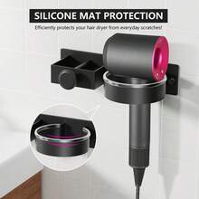 Wall Mount Hair Dryer Holder, Drill-Free Bathroom Hair Dryer Storage Rack, Straightener & Iron Organizer, Curling Iron Holder (Suitable For Salons & Bathrooms), Hair Dryer & Ironing Board Stand, Bathroom Accessories, Home Decor Bathroom Accessories - Multicolor - View 2